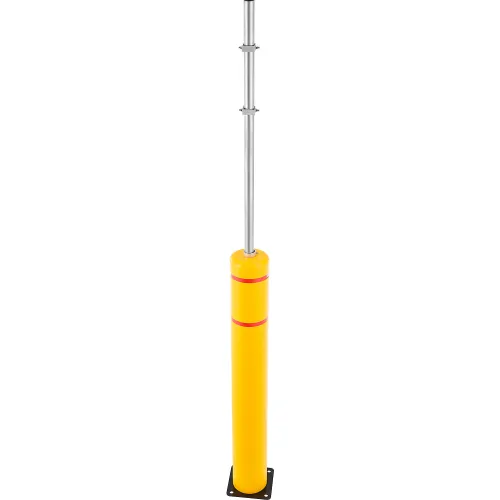 Global Industrial" Plastic Flex Bollard with 8' Sign Post, 52''H x 7''D, Yellow/Red Tape - Image 5