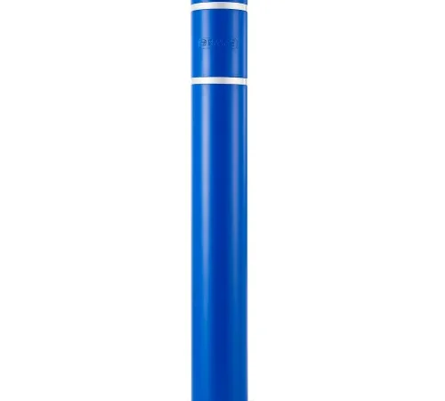 Global Industrial" 52''H Plastic Flex Bollard w/ Base & Spring, Blue/White Tape