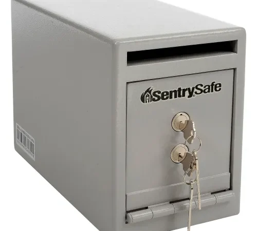 SentrySafe Under Counter Drop Slot Safe UC-025K - 6"W x 12-5/16"D x 8-1/2"H, Gray