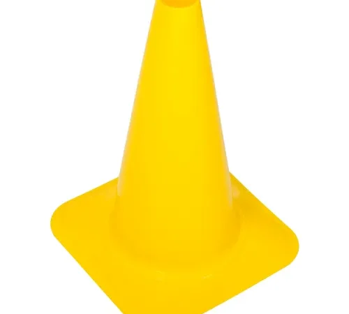 Yellow traffic cone on white background