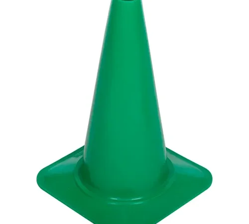 Green plastic traffic cone