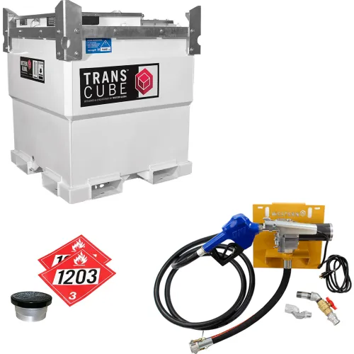 Western Global 251 Gallon TransCube Gasoline Transportable Fuel Storage Tank, 115V / 12GPM Pump Kit