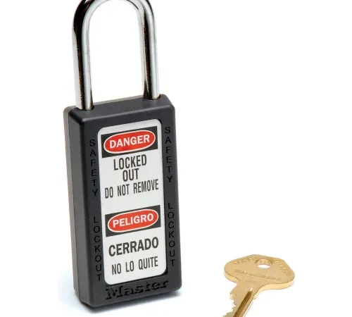 Master Lock® Safety 411 Series Zenex" Thermoplastic Padlock, Black, 411BLK