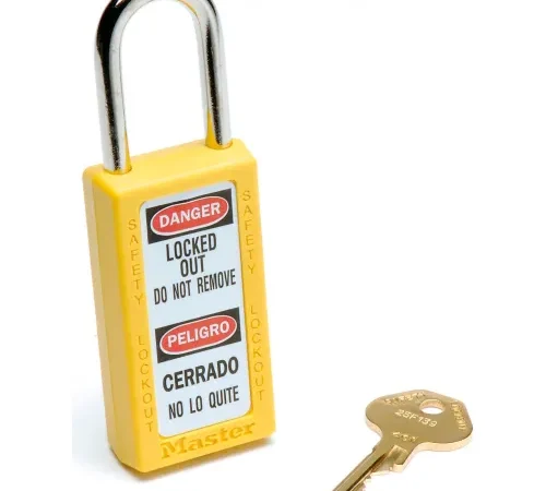 Master Lock® Safety 411 Series Zenex" Thermoplastic Padlock, Yellow, 411YLW