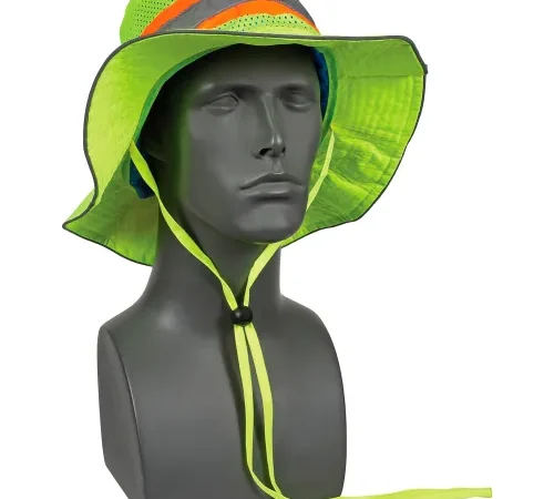 Ergodyne Chill-Its® Evap. Class Headwear Hi-Vis Ranger Hat w/Built-In Cooling Towel, Lime, L/XL