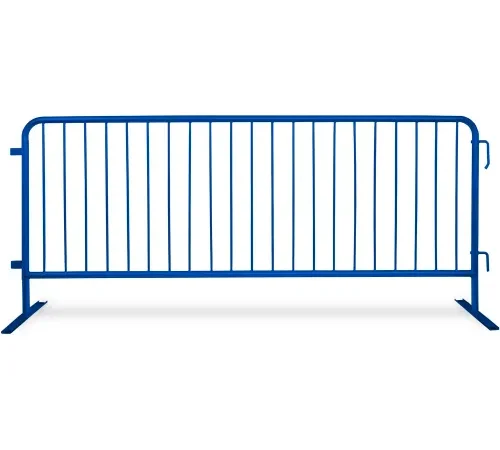 Queue Solutions CrowdMaster" 1000 Steel Barricade, 100"L x 43"H, Flat Feet, Blue