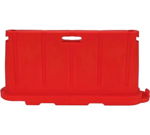 Red plastic water-filled barricade with handle