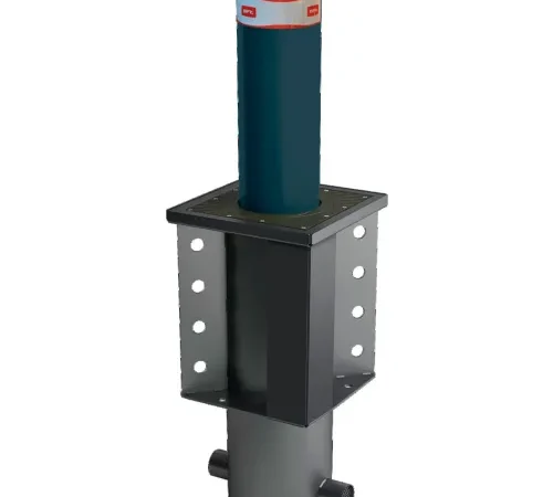 BFT Automatic Crash-Rated Retractable Security Bollard with Lights, 10-3/4"Dia., Gray/Green