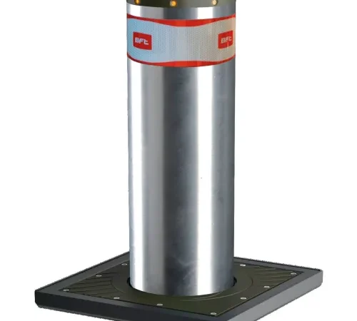 BFT Automated Retractable Security Bollard with Lights and Buzzer, 8-5/8" Dia., Silver