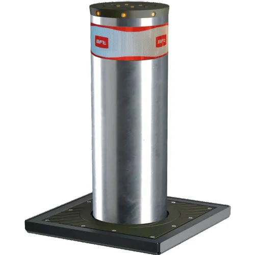 BFT Automated Retractable Security Bollard with Lights and Buzzer, 8-5/8" Dia., Silver