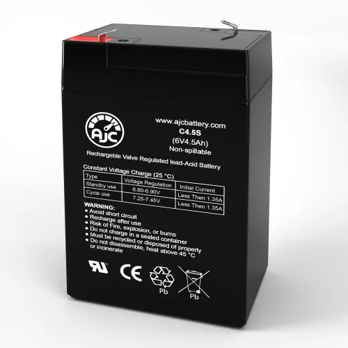 AJC Lightalarms CA Emergency Light Replacement Battery 4.5Ah, 6V, F1