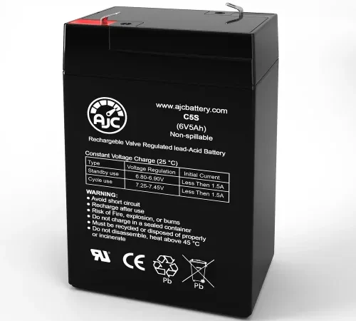 AJC Carpenter Watchman GS012P3 Emergency Light Replacement Battery 5Ah, 6V, F1