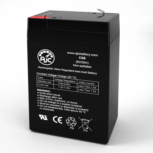 AJC Elan MB Emergency Light Replacement Battery 5Ah, 6V, F1
