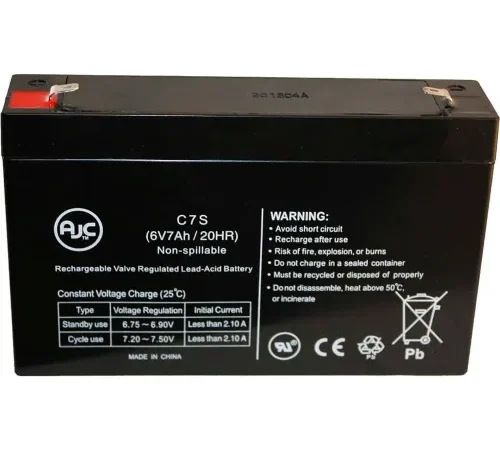 AJC Chloride 100-001-0066 6V 7Ah Emergency Light Battery