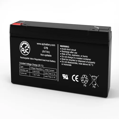 AJC® Elsar 23054 Emergency Light Replacement Battery 7Ah, 6V, F1