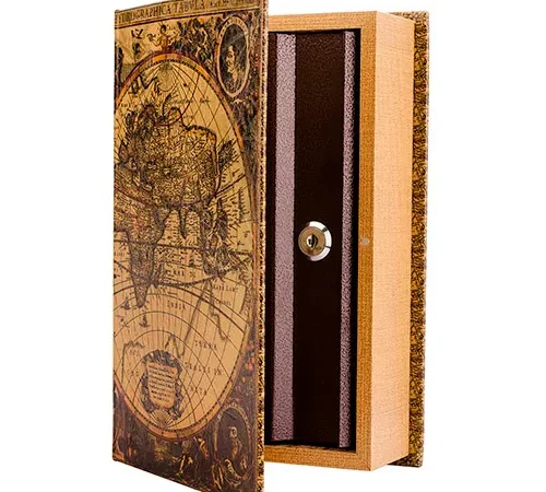 Barska Antique Map Diversion Book Lock Box With Keyed Lock CB12480 10-3/4" x 7" x 2-3/4"