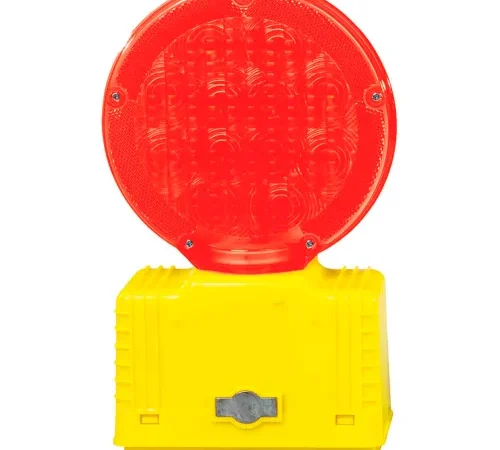 Cortina Solar Barricade Light, Yellow Body, Red Lens, 03-10-RSBL - Pkg Qty 4