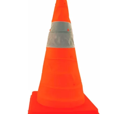 Cortina 28" Pack N Pop Collapsible Traffic Cone, Orange, Plastic Base, 4/Pack, 03-501-02