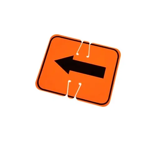 Cone Sign- Keep Left, Black On Orange W/ Arrow, One Sided - Pkg Qty 5