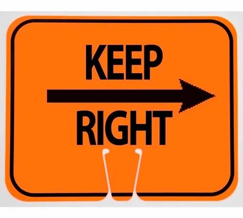 Cone Sign- Keep Right, Black On Orange W/ Arrow - Pkg Qty 5