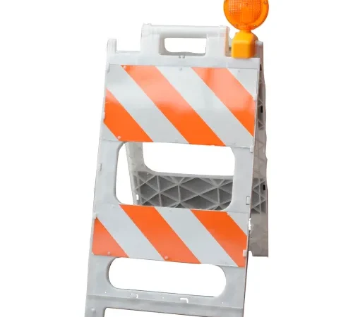 Cortina Plastx Type I Fold Flat Barricade, Engineer Grade Sheeting, 24"L x 12"W Panel, Orange/White