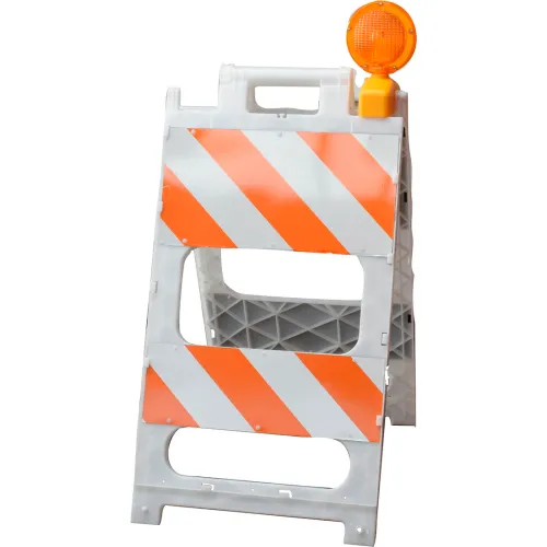 Cortina Plastx Type I Fold Flat Barricade, Diamond Grade Sheeting, 24"L x 12"W Panel, Orange/White