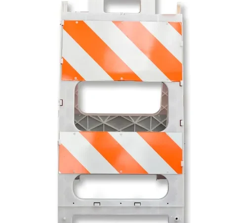 Cortina Plastx Type II Fold Flat Barricade with Direction Indicator, 24"L x 12"W Panel, Orange/White