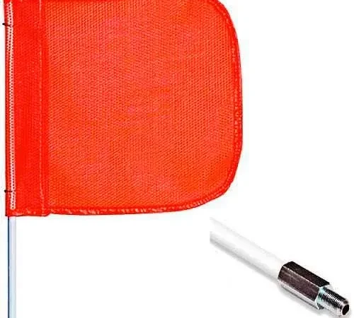 3' Heavy Duty Standard Threaded Hex Base Warning Whip w/o Light, 12"x11" Orange Rectangle Flag