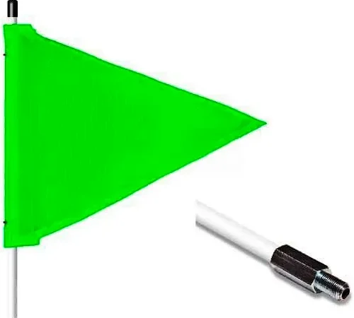 3' Heavy Duty Standard Threaded Hex Base Warning Whip w/o Light, 12"x9" Green Triangle Flag