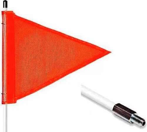 6' Heavy Duty Standard Threaded Hex Base Warning Whip w/o Light, 12"x9" Orange Triangle Flag