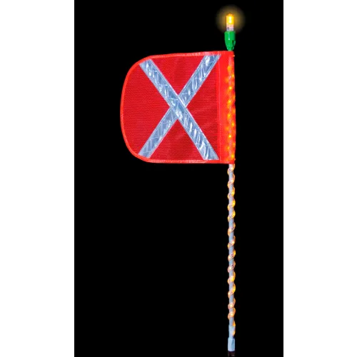 Checkers 5' Cyclone Lighted Whip w/ Amber LED Wrap, Orange Flag, Amber Top Light, FSLEDA5OWAF