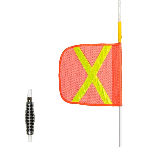 Checkers 8' Heavy Duty Warning Whip w/ LED Light, 12" x 12", Orange w/ Yellow X Square Flag