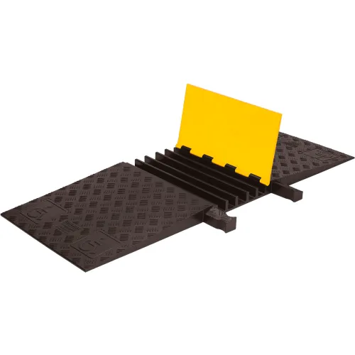Checkers Jacket 5-Channel Cable Protector, 42000 lb. Cap., 20" x 50" x 1-7/8", Yellow/Black