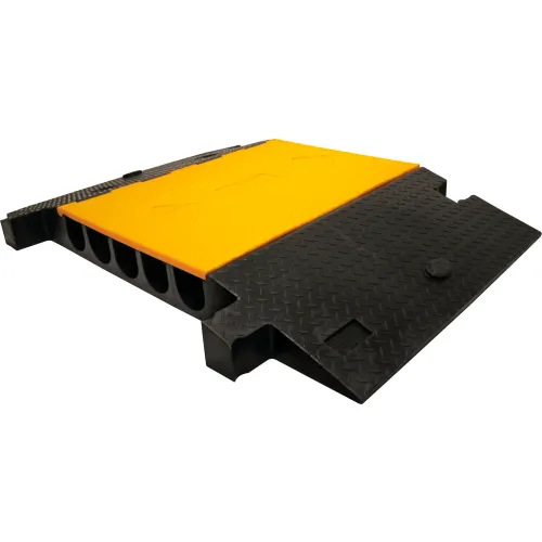 Checkers Jacket 5-Channel Cable Protector, 31960 lb. Cap., 58" x 40" x 5", Yellow/Black