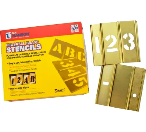 6" Brass Interlocking Stencil Numbers, 15 Piece Set