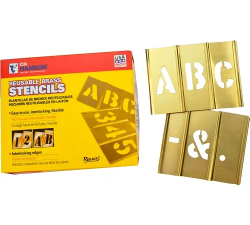 6" Brass Interlocking Stencil Letters, 33 Piece Set