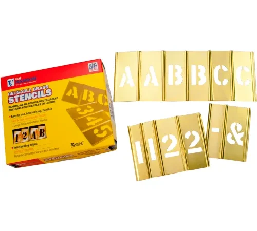 2" Brass Interlocking Stencil Letters and Numbers, 77 Piece Set