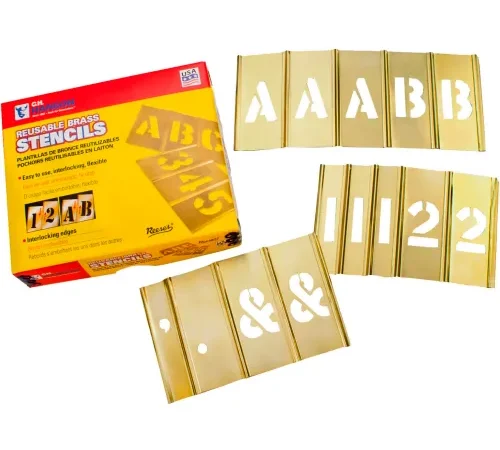 4" Brass Interlocking Stencil Letters and Numbers, 92 Piece Set