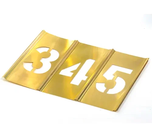 8" Brass Interlocking Stencil Gothic Style Numbers, 13 Piece Kit