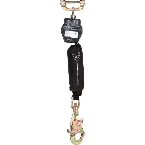 Self-retracting lifeline with safety hook