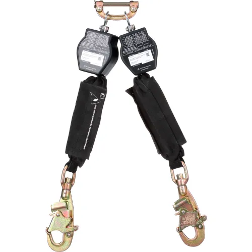 Twin self-retracting fall arrest lanyard