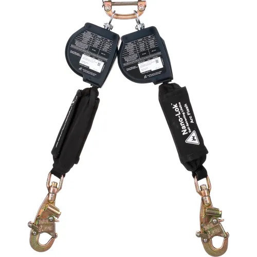Twin retractable safety lifeline with hooks