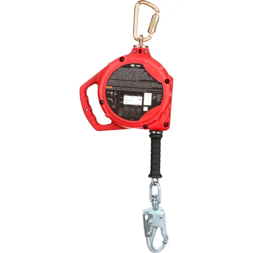 Red retractable fall arrest lifeline with hook