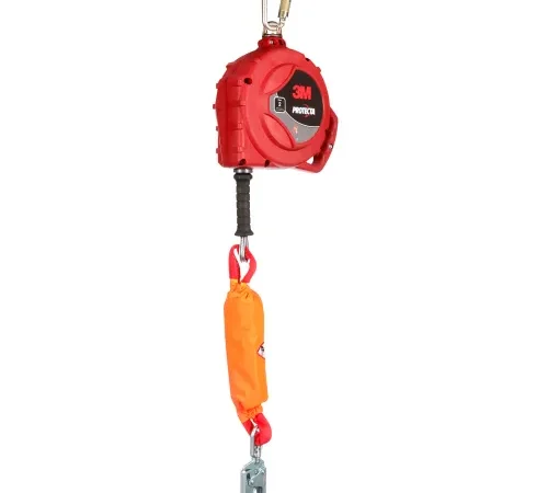 Red 3M retractable fall protection lifeline with hook