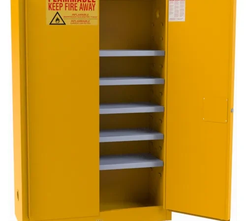 Durham Mfg.? Flammable Storage Cabinet, 60 Gallon Cap., 43-3/16"W x 18-3/16"D x 65-1/8"H,Yellow