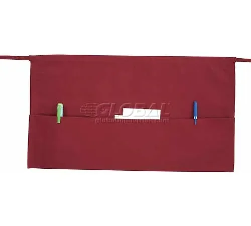 Winco WA-1221R Triple Pocket Waist Apron, Burgundy, 11-5/8"x21-1/2" -  - Pkg Qty 12