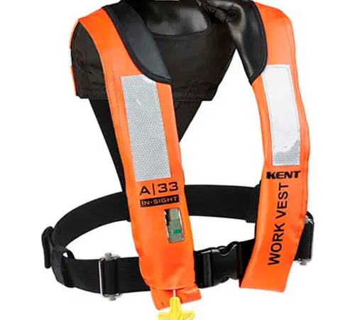 Kent 153200-200-004-13 A-33 In-Sight Automatic Inflatable Work Vest, Orange, Adult/Universal