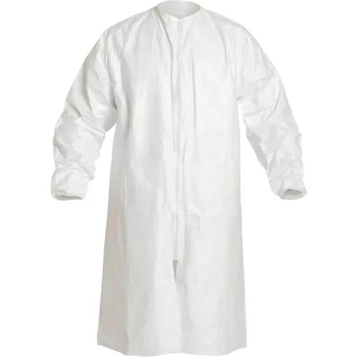 White disposable protective medical gown