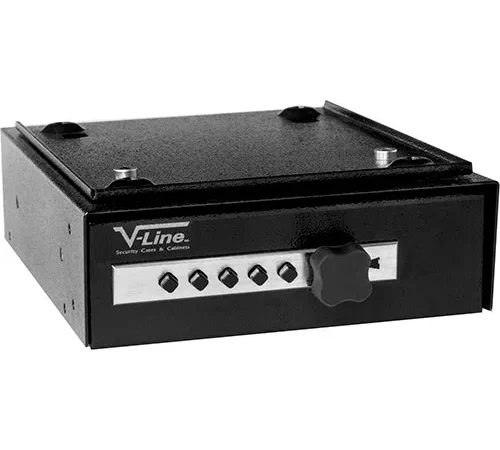 V-Line Desk Mate Pistol Safe 2597-S BLK, 1 Gun Capacity, 7-1/2"W x 10-1/2"D x 2-1/2"H, Black