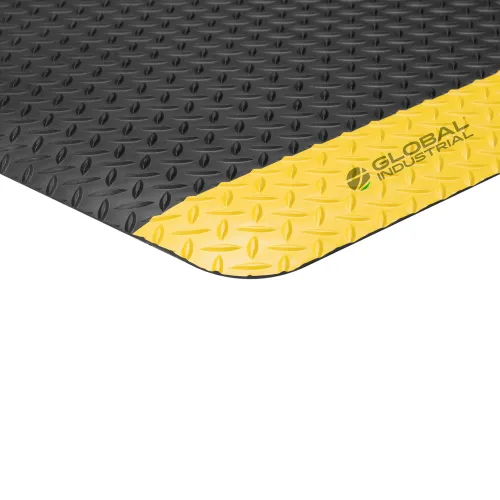 Global Industrial Diamond-Plate Anti Fatigue Mat, 9/16" Thick, 3'W x 6'L, Black/Yellow Border - Image 3